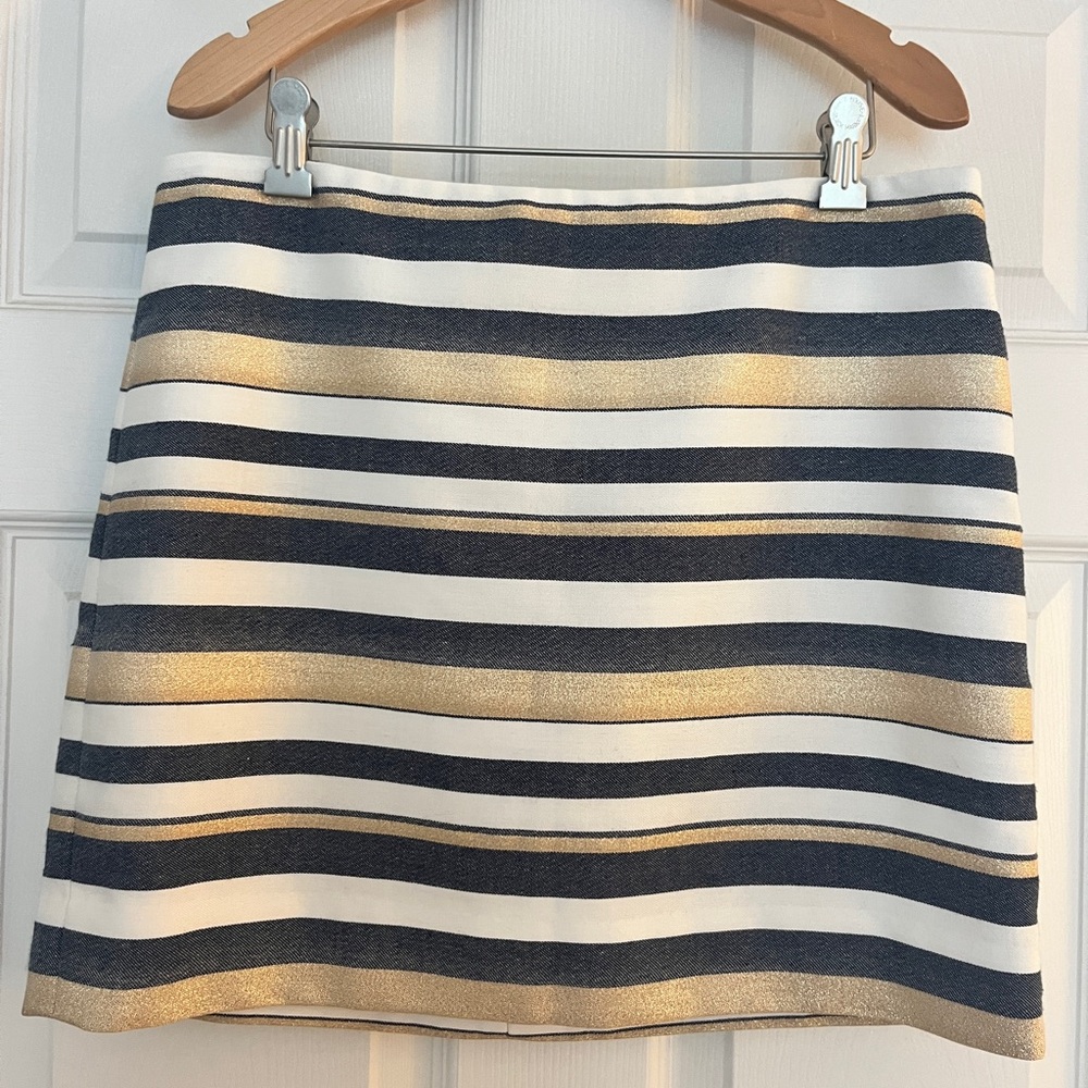 JCrew Skirt | Blue, White, and Gold Stripes | Size 6